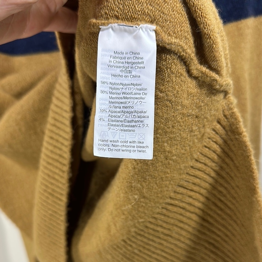 J. Crew Red, Navy, and Tan Striped Colorblock Turtleneck Long Sleeve Sweater XXS - Picture 6 of 7